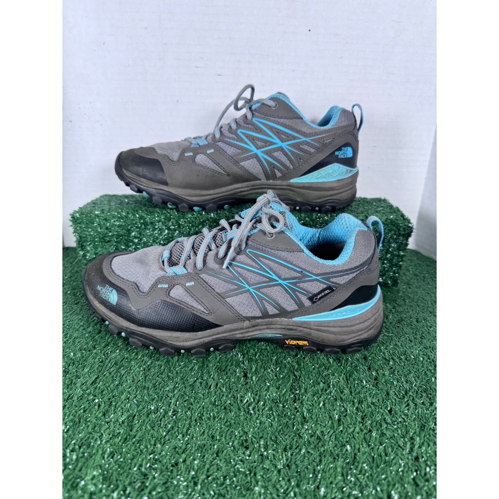 The North Face Hedgehog Gore Tex Women's Hiking Shoes Gray‎ Blue Vibram Size 9